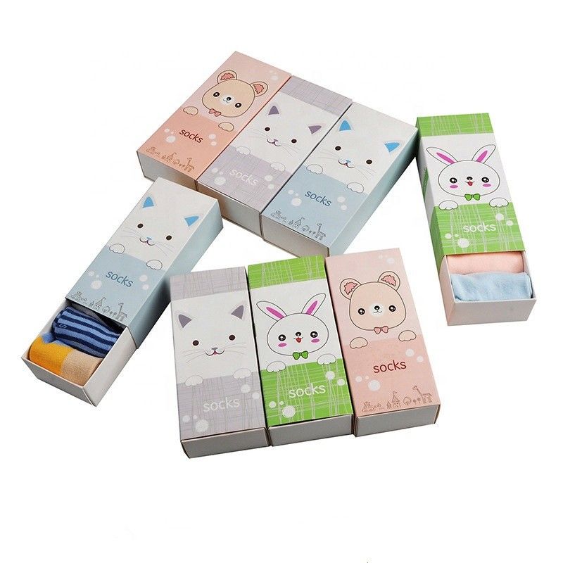 Customized Printing Socks Gift Box , Cardboard Paper Packaging For Socks